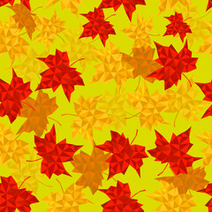 Naklejka na ściany i meble Autumn seamless background of maple leaves. Vector illustration
