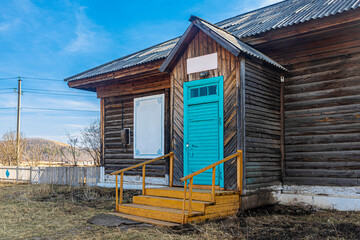 Wooden porch to a small rural school