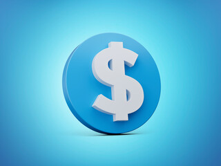Obraz premium Dollar Symbol icon isolated on Blue background 3d illustration