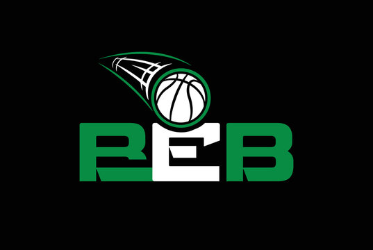 Basketball Logo, American Logo Sport. letter B, E, OR BEB logo with black backgound.