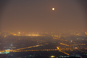 Fragrant mountain night night view Beijing urban night view smog