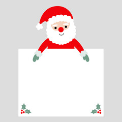Christmas vector card with Santa and blank page