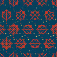 Seamless red snowflake christmas pattern vector for textile, paper wrapping, wallpaper