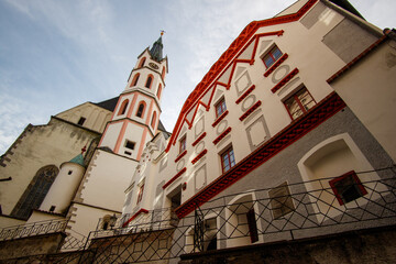 Obraz premium View of the old town of Cesky Krumlov from the observation deck. Czech Krumlov, Czech Republic.