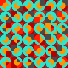 Seamless pattern in retro bauhaus style with circles