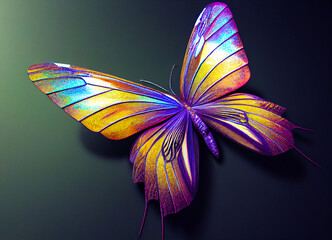 Obraz na płótnie Canvas Milticolored butterfly on grey background