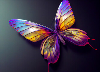 Obraz na płótnie Canvas Milticolored butterfly on grey background