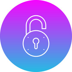 Open Lock Gradient Circle Line Inverted Icon