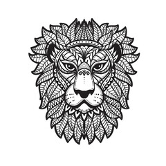 Obraz premium Hand drawn doodle zentangle lion illustration