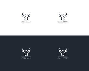 African Bison Bull Head, Silhouette buffalo head Front view logo design template, American buffalo head face elements for logo, label, emblem, sign Isolated on white background vector illustration.
