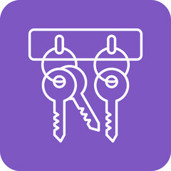 Key Hanger Multicolor Round Corner Line Inverted Icon