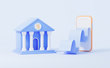 Bank and loan contract, mortgage contract and online banking concept, 3d rendering.