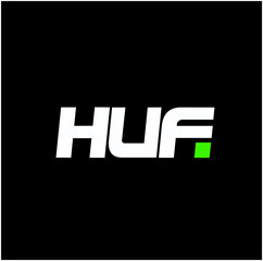 HUF brand name Initial letters icon. HUF typography icon.