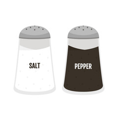 Vector pepper and salt shaker kitchen icon. Pepper and salt bottle shaker vector.