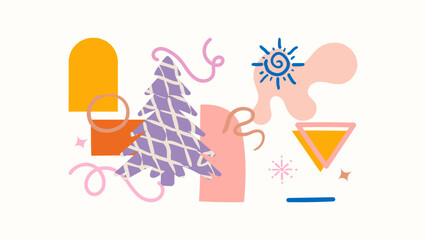 Ornate Matisse Inspired Christmas Background. Trendy Winter Holidays art templates.