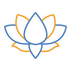Lotus Flower Blue And Orange Line Icon