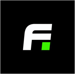 F letter vector icon. F with green dot brand icon.