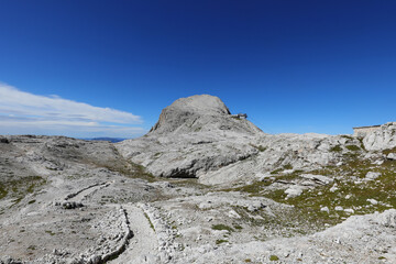 Mount called ROSETTA in the dolomites alps where the cable car arrives that leaves from the village of SAN MARTINO DI CASTROZZA in Italy