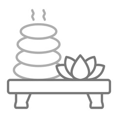 Hot Stone Greyscale Line Icon
