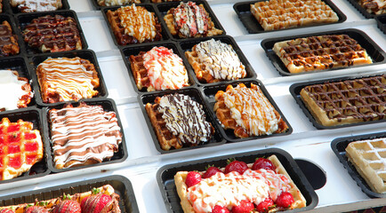 belgian dessert called WAFFLE for sale in the patisserie