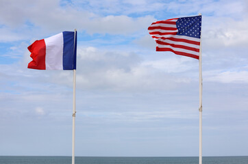 american flag and french flag