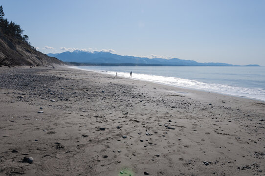 Close Shot Of Dungeness Spit Shore, Olympic Peninsula, USA