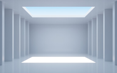 White abstract geometric architecture, Interior geometry scene, 3d rendering.