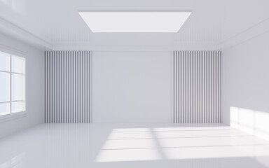 White empty room with light and shadow, Interior geometry scene, 3d rendering.