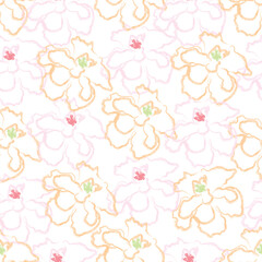 Seamless fabric of  floral Line Pattern Vector, like ornament vector. Suit for package design, wallpaper, fashion print.
