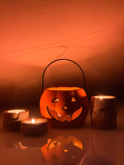 halloween pumpkin and candles