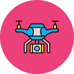 Drone Multicolor Circle Filled Line Icon