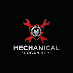 Engine repair mechanic logo, service, maintenance, automotive and motorcycle repair shop logos