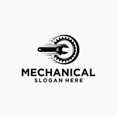 Engine repair mechanic logo, service, maintenance, automotive and motorcycle repair shop logos