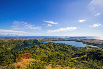 View from Mont Passot above the crater lake Lac Amparihibe - obrazy, fototapety, plakaty