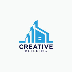 Tech building logo design architectural construction building design template vector