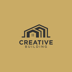 Tech building logo design architectural construction building design template vector