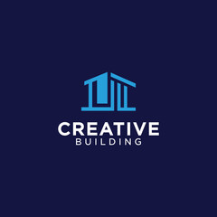 Tech building logo design architectural construction building design template vector