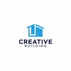 Tech building logo design architectural construction building design template vector