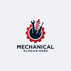 Engine repair mechanic logo, service, maintenance, automotive and motorcycle repair shop logos