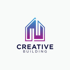 Tech building logo design architectural construction building design template vector