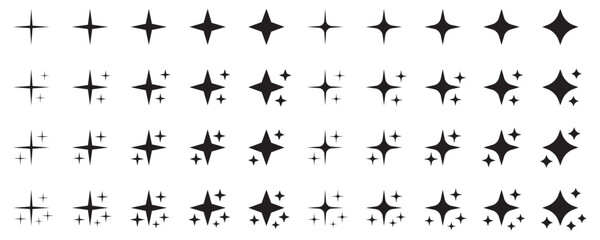 Set of original stars sparkle firework, decoration twinkle, shiny flash icon. Vector Illustration.