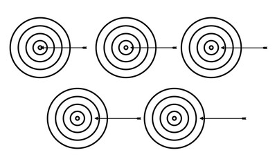illustration of arrows and targets with different points on a white background