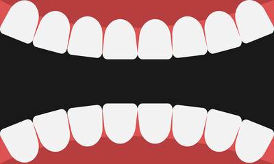 clean teeth and mouth background on black background