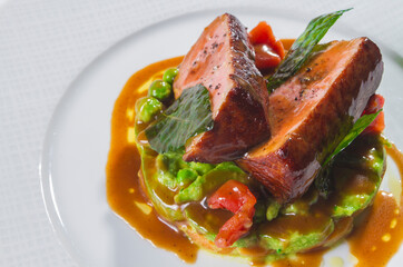 Food grilled meat with vegetables, testy food