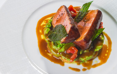 Food grilled meat with vegetables, testy food