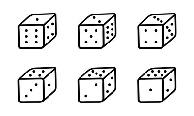 a collection of hand drawn dice on a white background