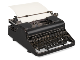 Old typewriter with paper  on background