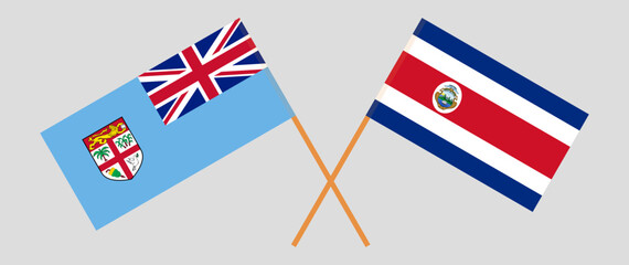 Obraz premium Crossed flags of Fiji and Costa Rica. Official colors. Correct proportio