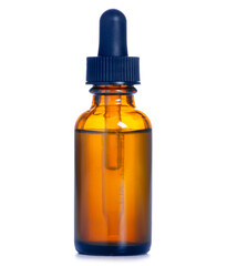 Dropper bottle glass on white background isolation