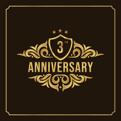 Collection of isolated anniversary logo numbers 1 to 1 million with ribbon vector illustration | Happy anniversary 3rd